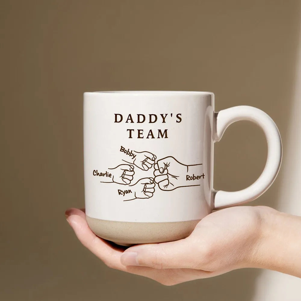 Best Dad Ever Fist Bump - Personalized Pottery Mug - Father's Day Gift for Dad
