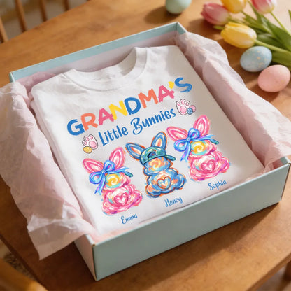 Grandma's Little Colorful Bunnies - Personalized Shirt - Easter Shirt for Mom, Grandma