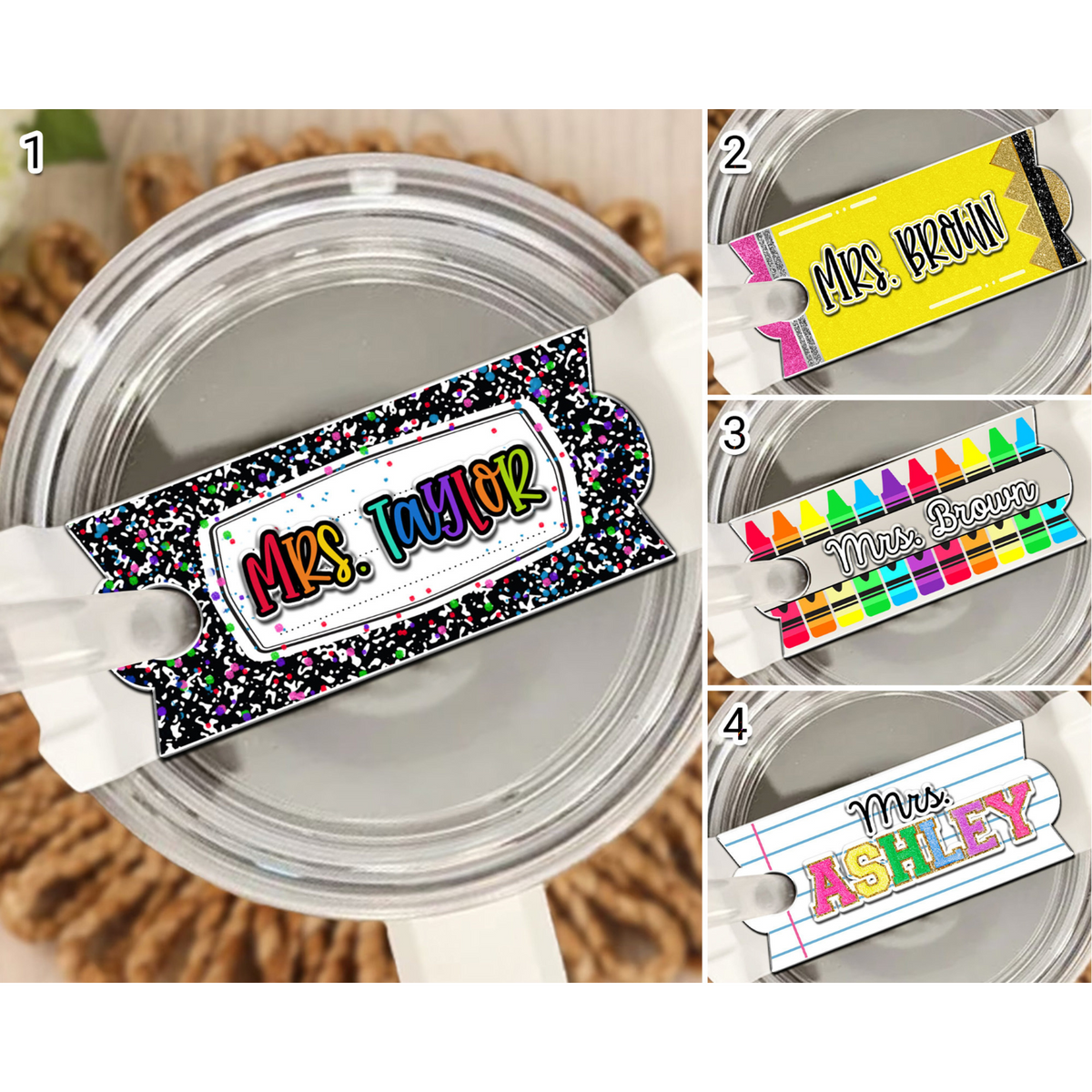 Teacher Appreciation Gifts, Personalized Teacher Tumbler Name Tag, Tumbler Topper Gift For Teacher, Tumbler Accessories Tag