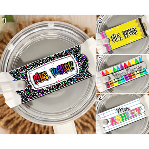 Teacher Appreciation Gifts, Personalized Teacher Tumbler Name Tag, Tumbler Topper Gift For Teacher, Tumbler Accessories Tag
