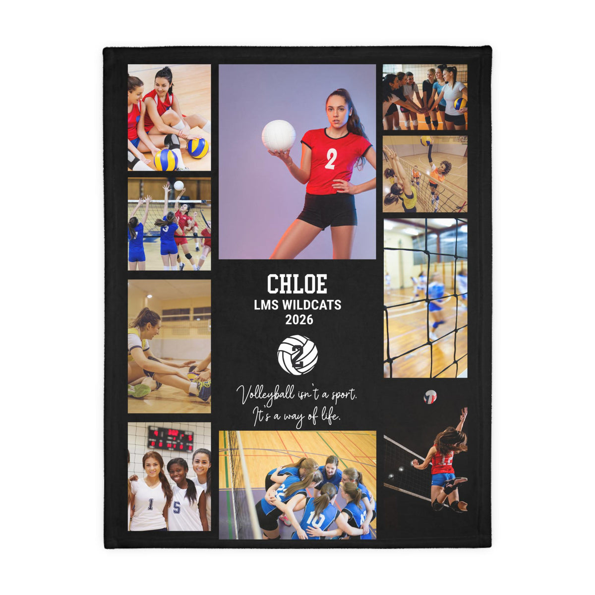 Personalized Volleyball Photo Blanket, Custom Senior Night Gift, Volleyball Team Graduation Coach Appreciation Keepsake Libero Birthday gift
