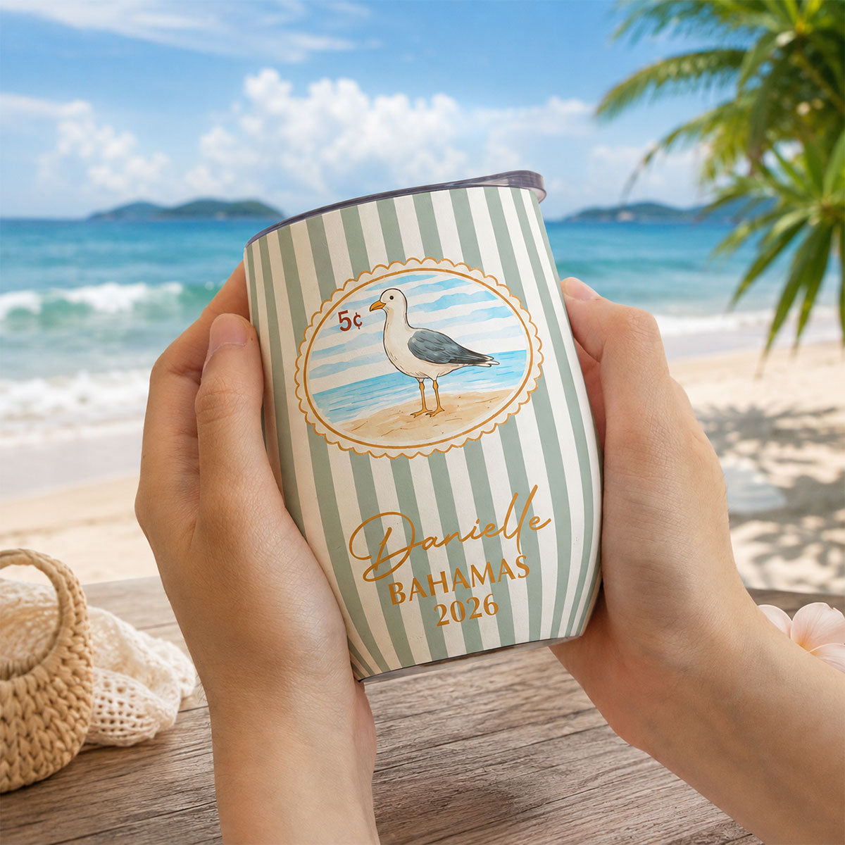 Custom Vacation, Matching Beach Vacation, Spring Break, Bachelorette Girls Trip - Personalized Wine Tumbler