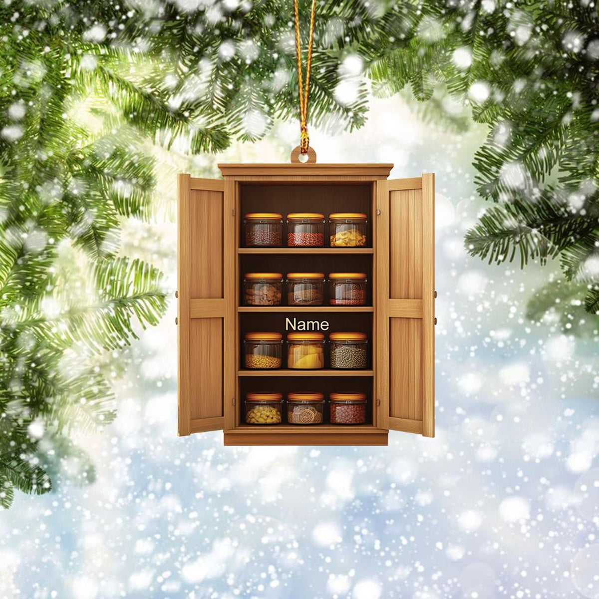 Personalized Pantry Cabinet Ornament, Pantry Storage Christmas Ornament, Canning Jar Ornament, Kitchen Holiday Ornament Decor