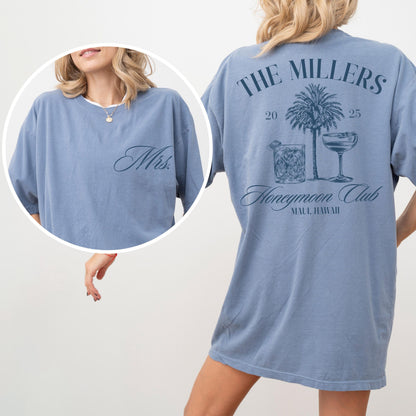 Custom Honeymoon Club Shirt, Couples Honeymoon Vacation T-shirts, Mr and Mrs Tee, Just Married Shirt Honeymoon, Gift For Newlywed