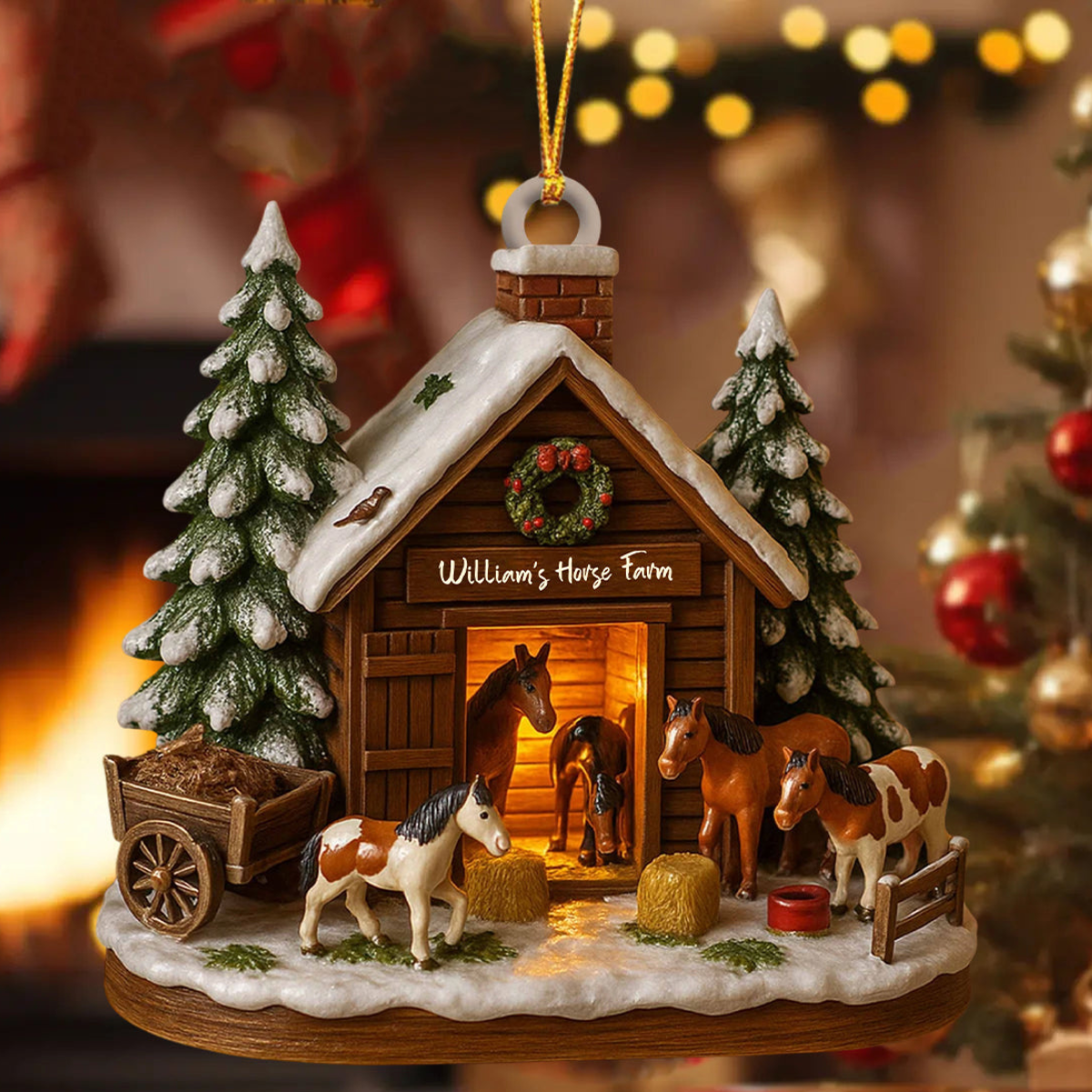 Customize Your Own Charming Horse Farm Ornament - Personalized Wooden Ornament - Christmas Gift For Farmer, Horse Lovers