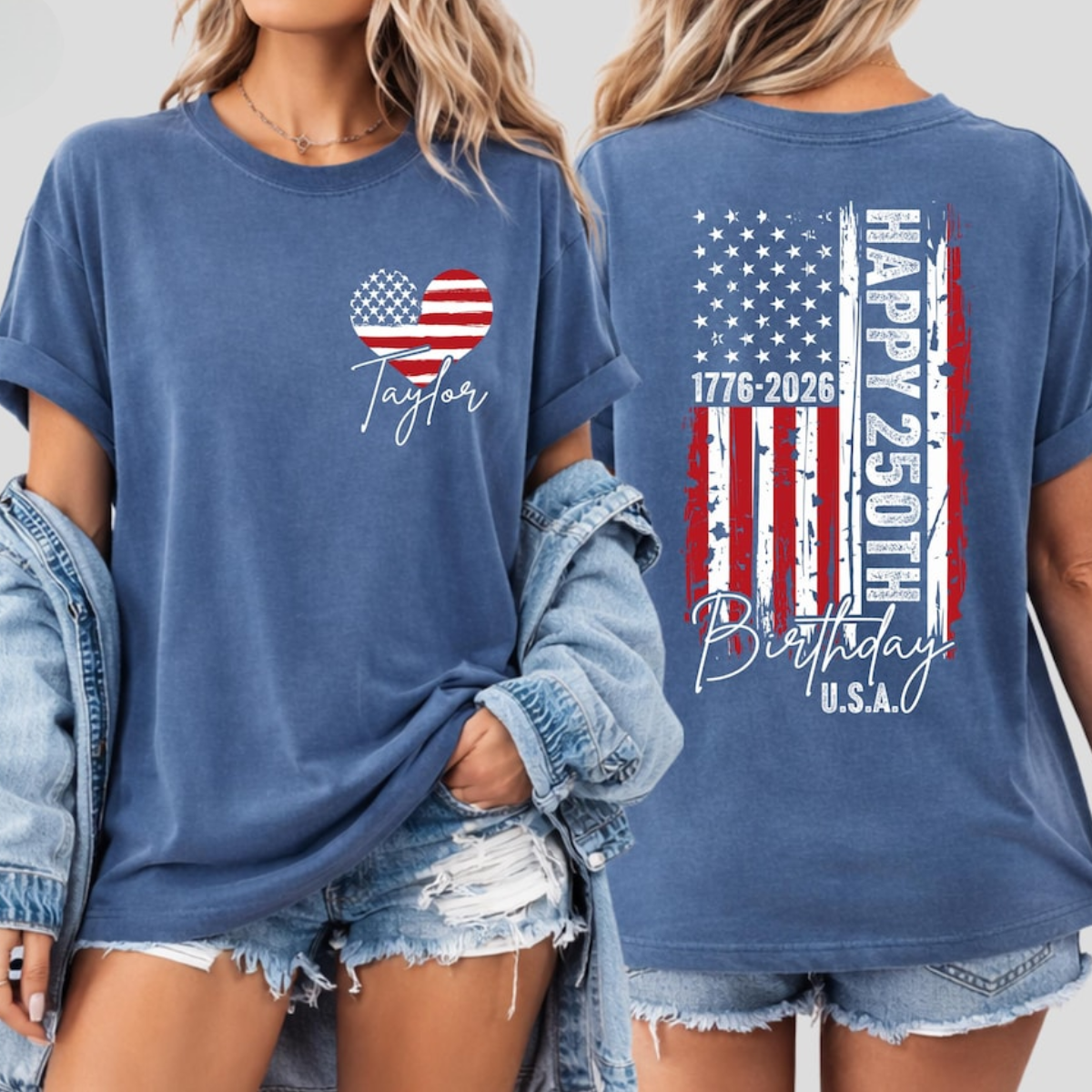 Custom USA 250th Birthday Shirt, 1776-2026 Independence Day Tee, Fourth of July Family Tees