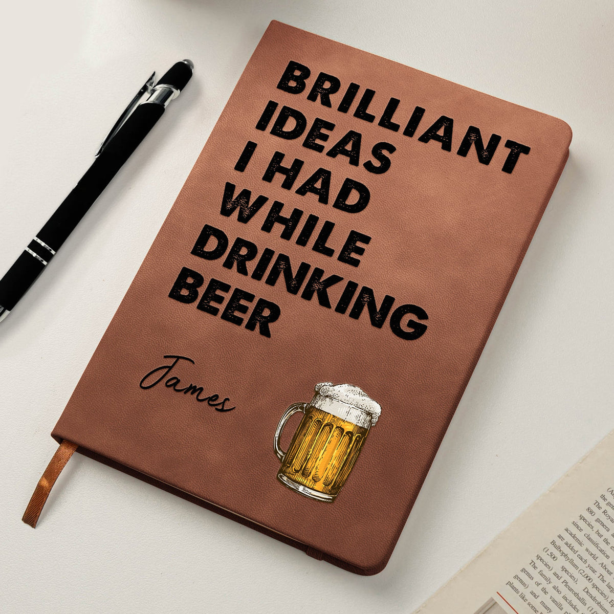 Brilliant Ideas I Had While Drinking - Personalized Leather Journal - Gift For Writer, Office Gift, Gift For Friends