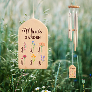 Grandma Mom's Garden Birth Month Flower With Kid Name - Personalized Windchime - Gift For Mom, Grandma, Mother's Day, Birthday Gift