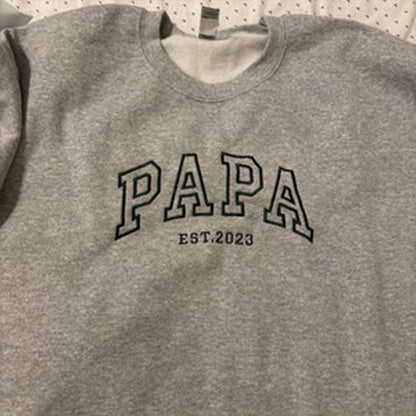 Mom, Dad Est Year With Kids Name Embroidered Shirt