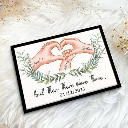 And Then There Were Three - Personalized Wooden Plaque - Gift for New Mom, New Dad