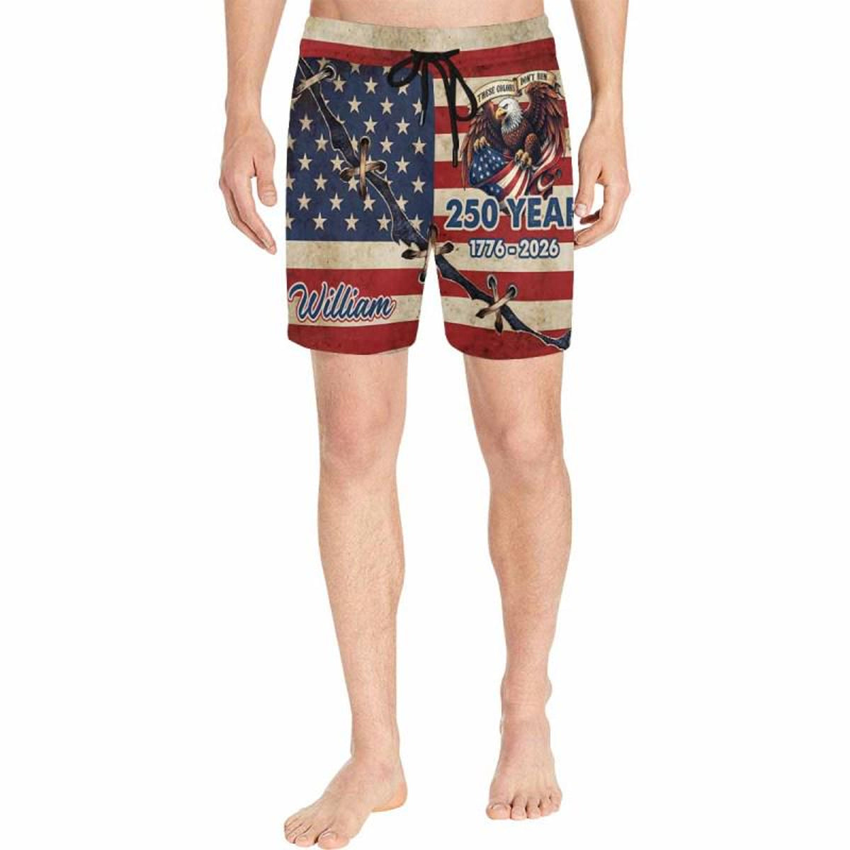 Custom Face 250th Anniversary Swim Trunks Personalized Photo Men Beach Shorts
