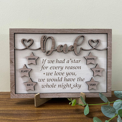 Personalized Dad Sign with Kids Names, Fathers Day Gift, Star Sign Gifts for Dad from Daughter, Gift from Kids, Dad Wood Sign, Dad Gift