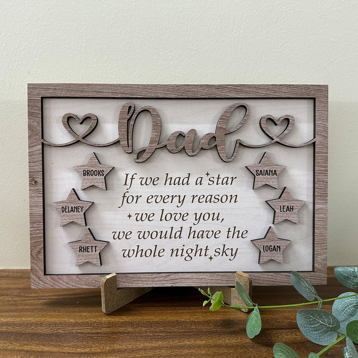Personalized Dad Sign with Kids Names, Fathers Day Gift, Star Sign Gifts for Dad from Daughter, Gift from Kids, Dad Wood Sign, Dad Gift
