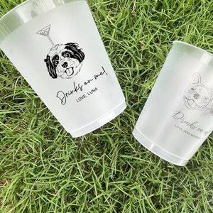 Custom Wedding Frosted Cups, Wedding Reception Favors, Modern Wedding Decor, Minimalist Wedding, Engagement Party, Wedding Monogram Cups