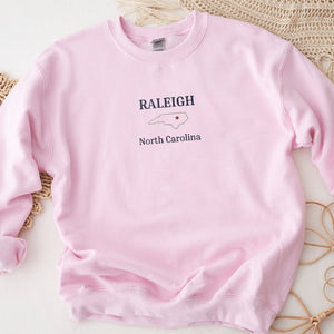 Raleigh North Carolina Sweatshirt, Nc State Sweater, Embroidered Nc Shirt, Embroidered Crewneck, State Capital Sweatshirt