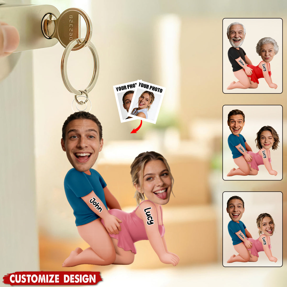 Naughty Couple Custom Photo - Personalized Acrylic Keychain - Valentine's Day Gifts For Couple