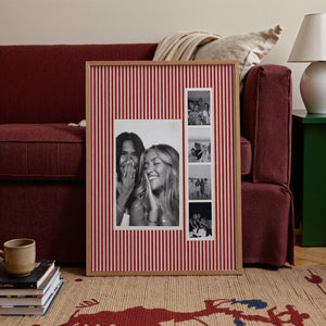 Custom Photo Collage Bestie Gift, Personalized Multi Photo Print, Red Striped Wall Art, Best Friend Gift