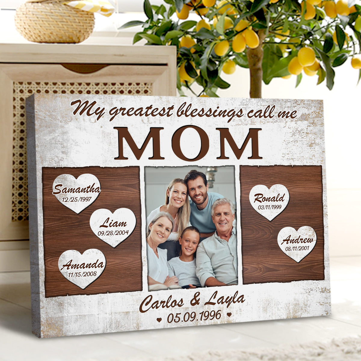 My Greatest Blessings Custom Family Photo - Personalized Canvas - Family Wall Art Decor, Gift For Mother