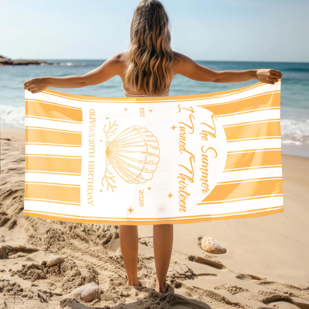 Custom The Summer I Turned Birthday Beach Towel, Birthday Party Beach Towels, Summer 20th 30th 40th Birthday Gift, Bachelorette Towels