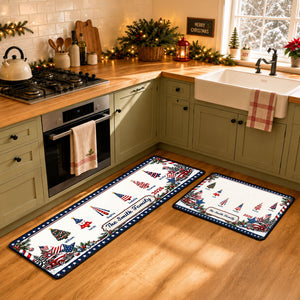America Decorations Christmas Together Runner Rug, Personalized Holiday Kitchen Mat, Home Xmas Gift