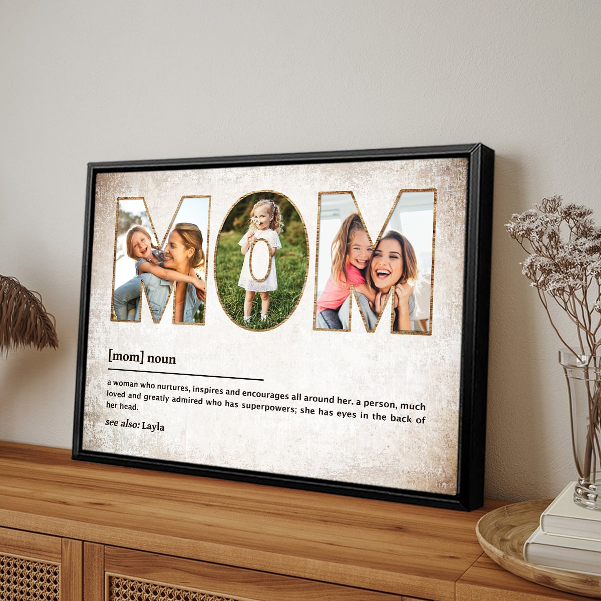 Mom Definition Custom Photo - Personalized Canvas - Gift For Mom, Mother's Day, Birthday Gift