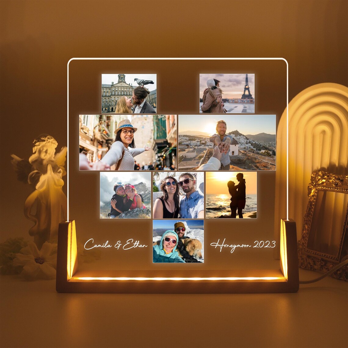 Custom Photo Night Light, Picture LED Light, Photo Collage Light, Picture Frame, Memorial Photo Night Light, Anniversary Gift, Valentines Day Gift