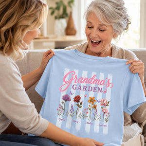 Grandma's Garden Preppy Stripe - Personalized Shirt - Trendy Summer Tee for Grandma