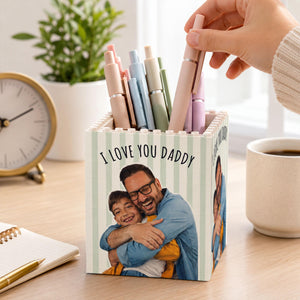 Personalized Photo Building Block Pen Holder, Best Dad Puzzle Block, New Dad Gift, Gift For Papa, Father's Day Gift For Dad, Husband