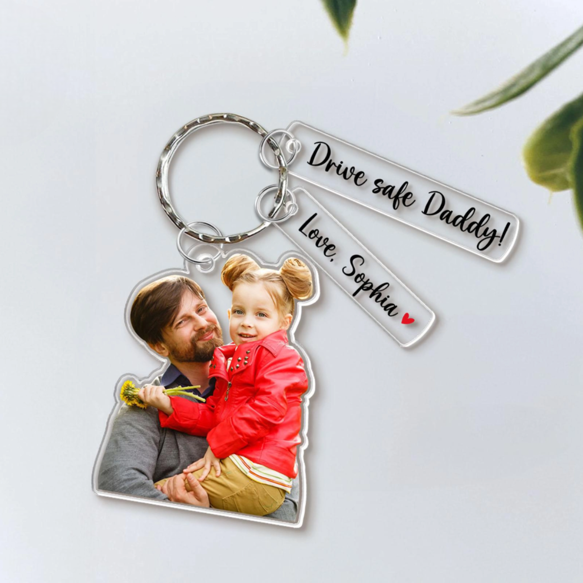 Custom Daddy Photo Acrylic Keychain, Father's Day Gift For Dad, From Son Daughter, Custom Baby Photo Keychain, Drive Safe Daddy,New Dad Gift