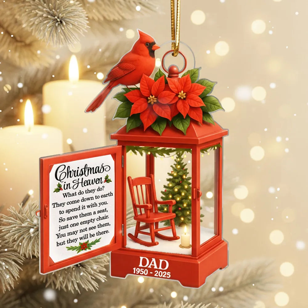 Personalized Lantern Memorial Chistmas Ornament, Christmas In Heaven, Sympathy Gift For Loss Of Loved Ones