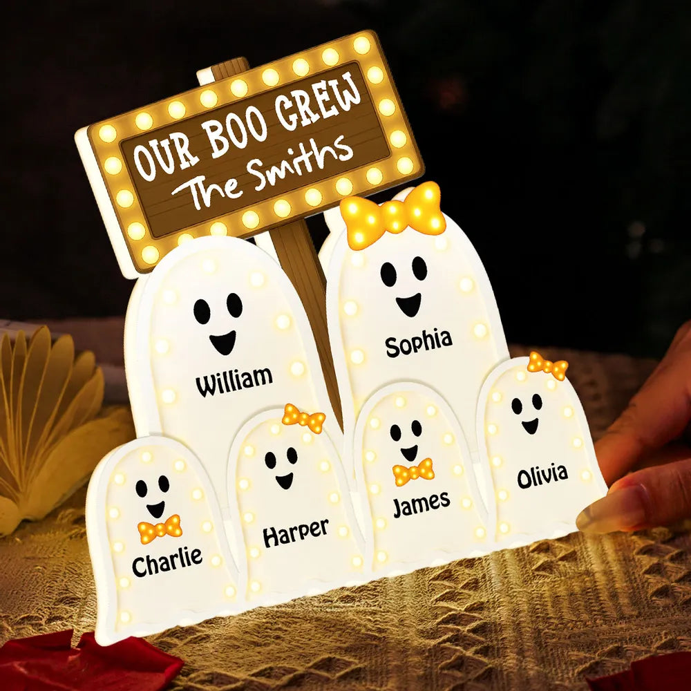 Halloween Boo Family - Personalized Acrylic Light Box - Gift For Family, Halloween Decoration