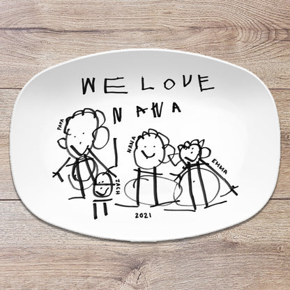 Custom Drawing Artwork Platter, Mother's Day gift, Father's Day gift, Birthday Gift, Christmas Gift For Family