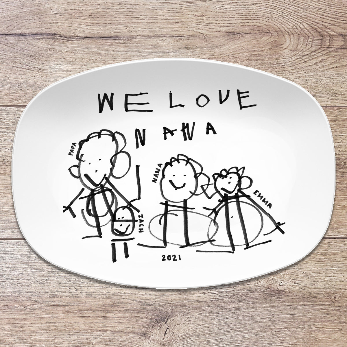 Custom Drawing Artwork Platter, Mother's Day gift, Father's Day gift, Birthday Gift, Christmas Gift For Family