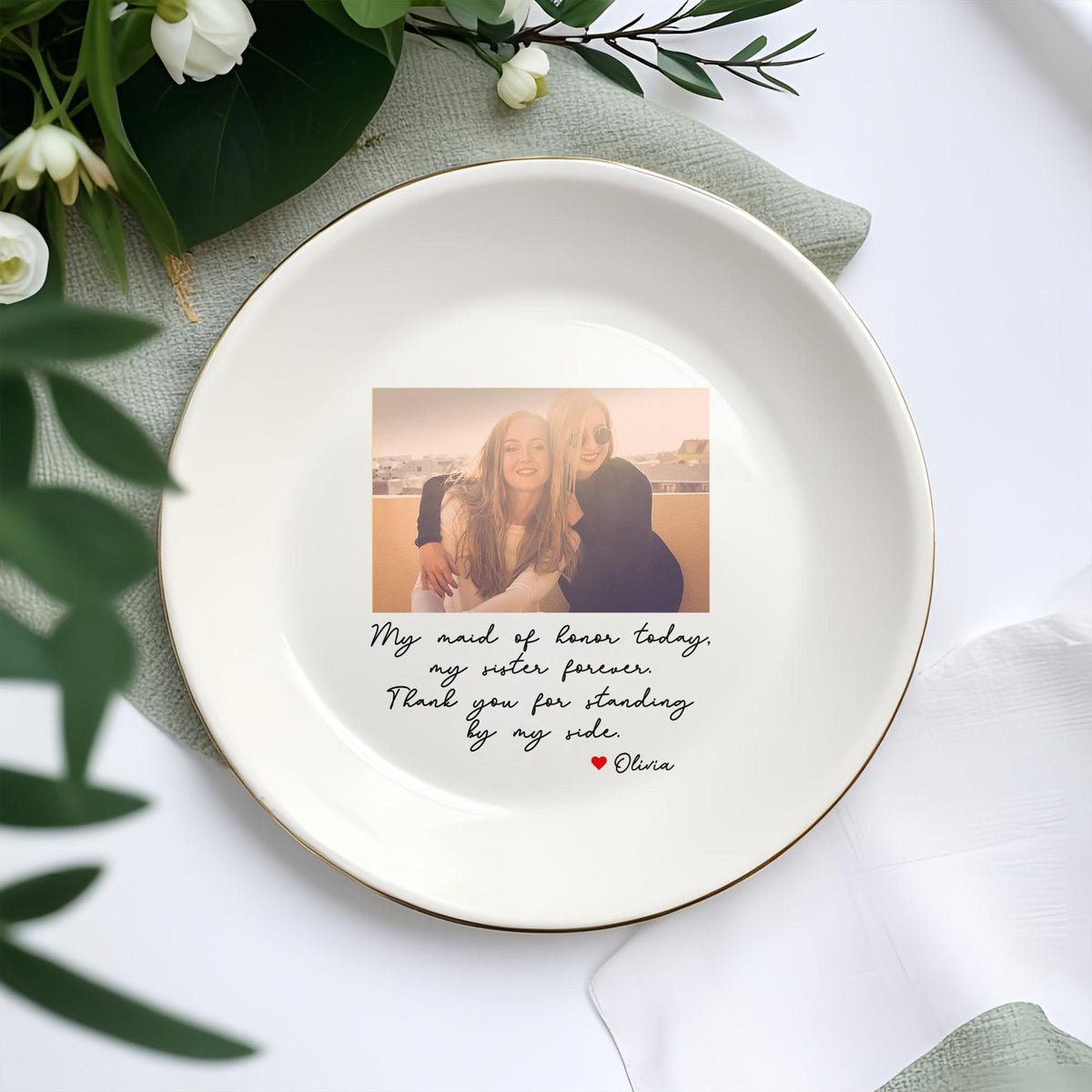 Personalized Maid of Honor Gift for Sister, Maid of Honor Ring Dish from Bride, Sister Wedding Gifts