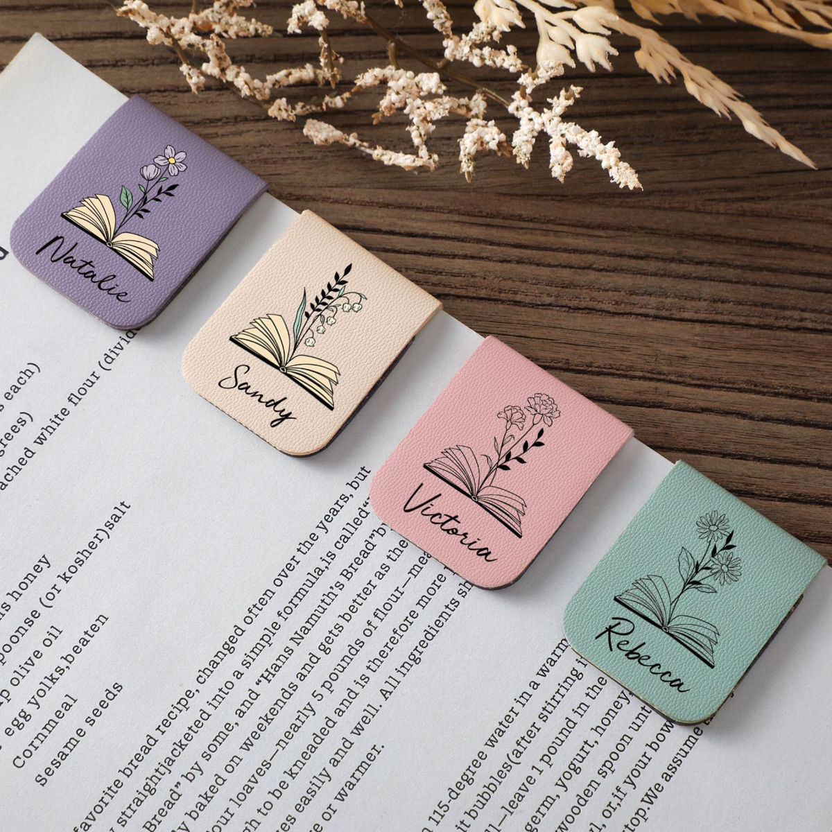 Personalized Birth Flower Magnetic Bookmark, Custom Name Leather Bookmark, Birthday Gift For Book Lover 5a1cd4cd-167a-4097-8ae0-99f2e8c7c5ff-14.png