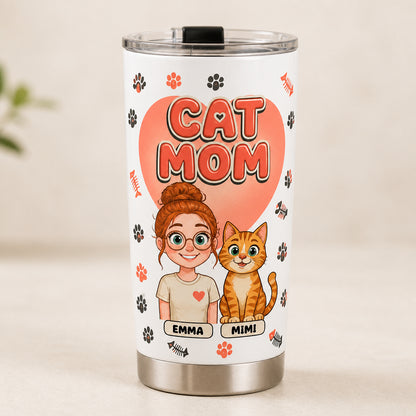 Custom Cat Mom Tumbler – Illustrated You & Your Cat - Personalized Tumbler 5a1d8897-402b-4317-890a-766fc6c4c65d.jpg