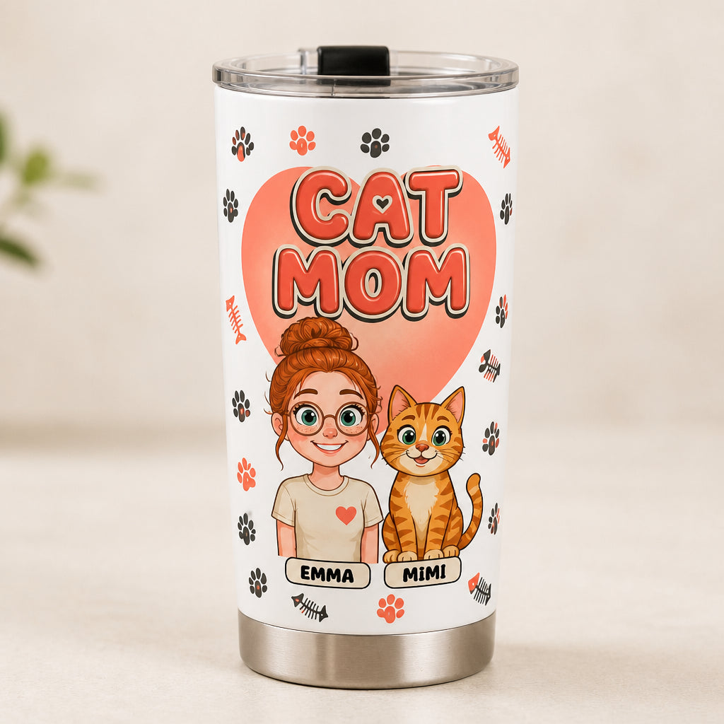 Custom Cat Mom Tumbler – Illustrated You & Your Cat - Personalized Tumbler 5a1d8897-402b-4317-890a-766fc6c4c65d.jpg