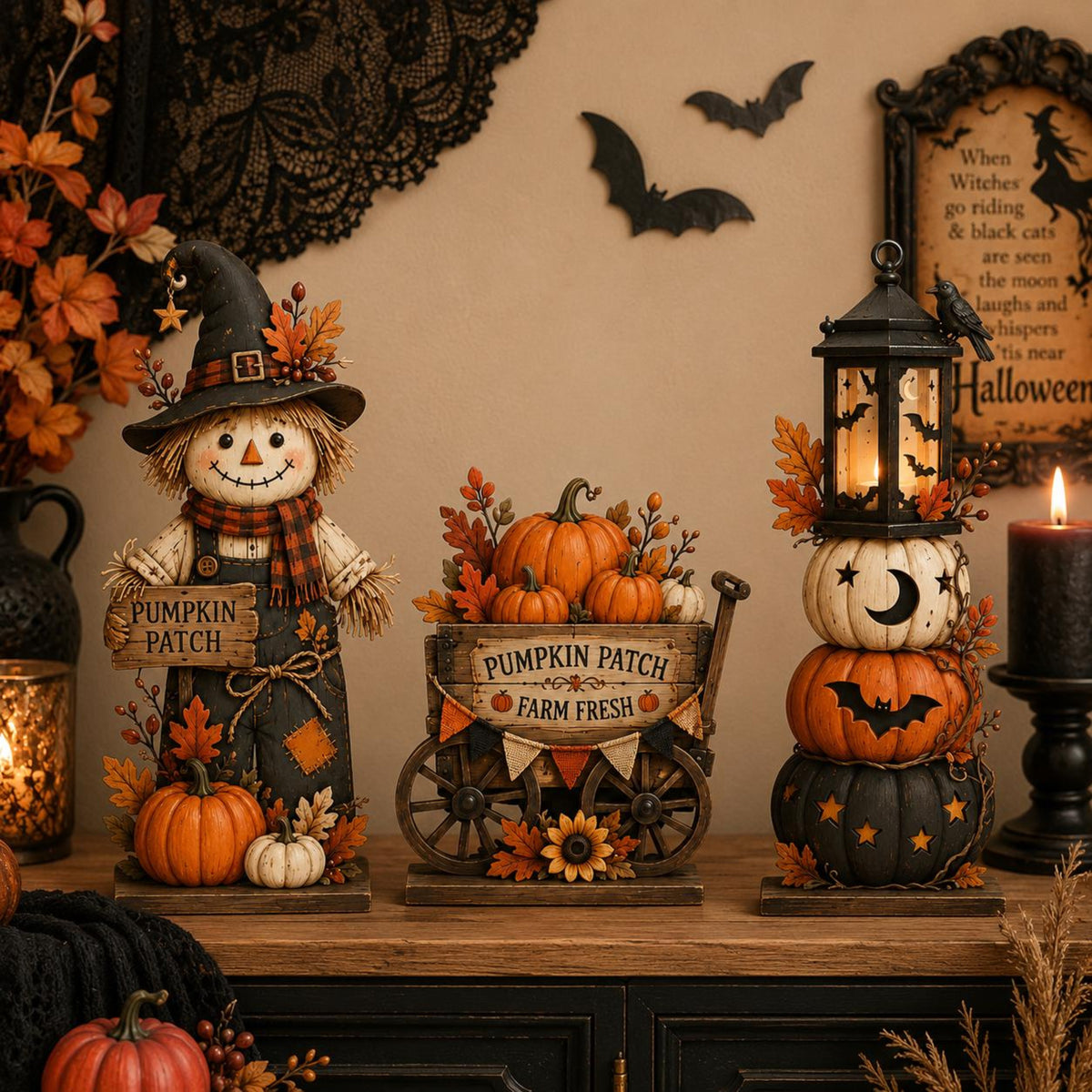 Halloween Wooden Block Decor, Rustic Pumpkin Patch Scarecrow, Farmhouse Fall Shelf Sitter, Spooky Lantern Tabletop Ornament, Gift Idea 5a29d779-c8c0-47f7-a675-705f8e48e098-1.jpg