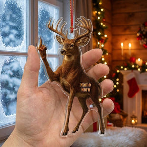 Custom Middle Finger Deer Acrylic Christmas Ornament, Personalized Buck Hunter Xmas Decor, Funny Hunting Keepsake Holiday Gift For Family 5a2d82ef-60a8-48ca-9127-21c8f93f13d9-v3.jpg