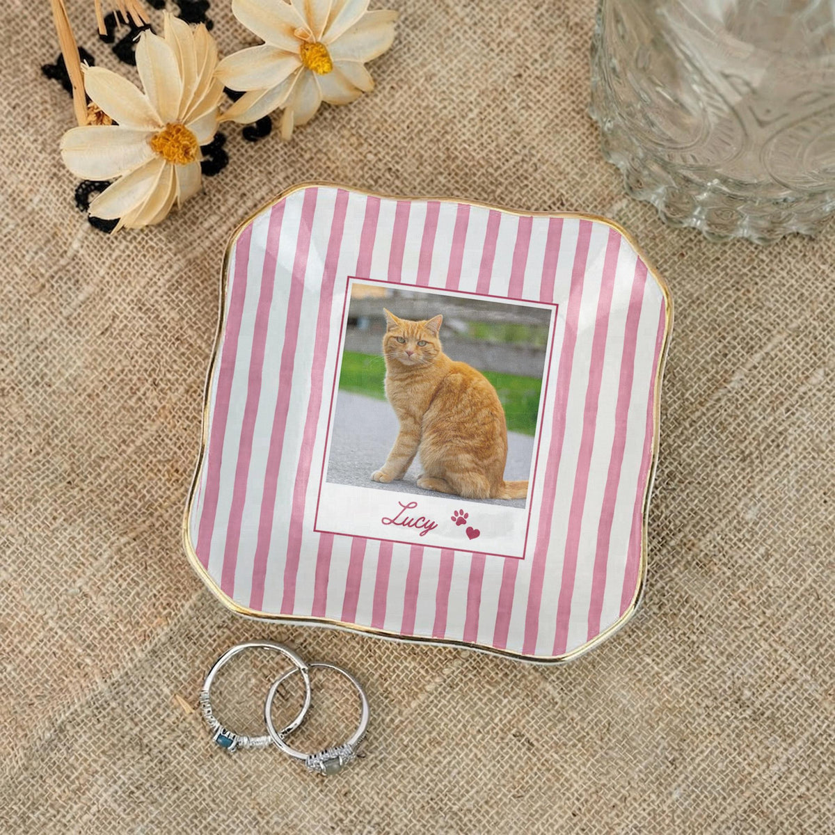 Custom Pet Photo Ceramic Jewelry Tray, Personalized Dog Cat Portrait Ring Holder, Ring Dish 5a341406-47b1-48c4-ada7-96b9323c0792-2.jpg