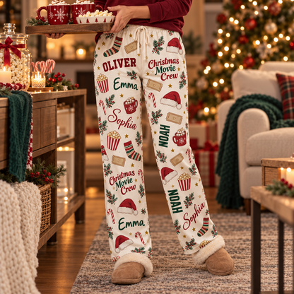 Personalized Christmas Movie Crew Pajama Pants – Custom Family Names, Matching Holiday Lounge Pants, Christmas Movie Night Gift 5a382a22-a7cb-4540-8449-f3306b8f2ffe-Christmas-movie-night-snack-prep-2.png
