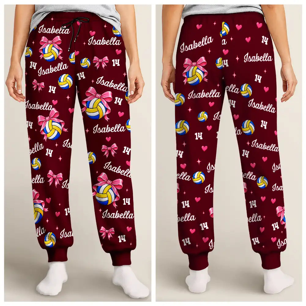 Gift For Volleyball Player Volleyball Team - Personalized Custom Name Number Coquette Bow Pajama Pants 5a498d7a-ead7-465c-9a5e-6f31c8dbf2af-GiftForVolleyballPlayerVolleyballTeam-PersonalizedCustomNameNumberCoquetteBowPajamaPants-MI417-.jpeg
