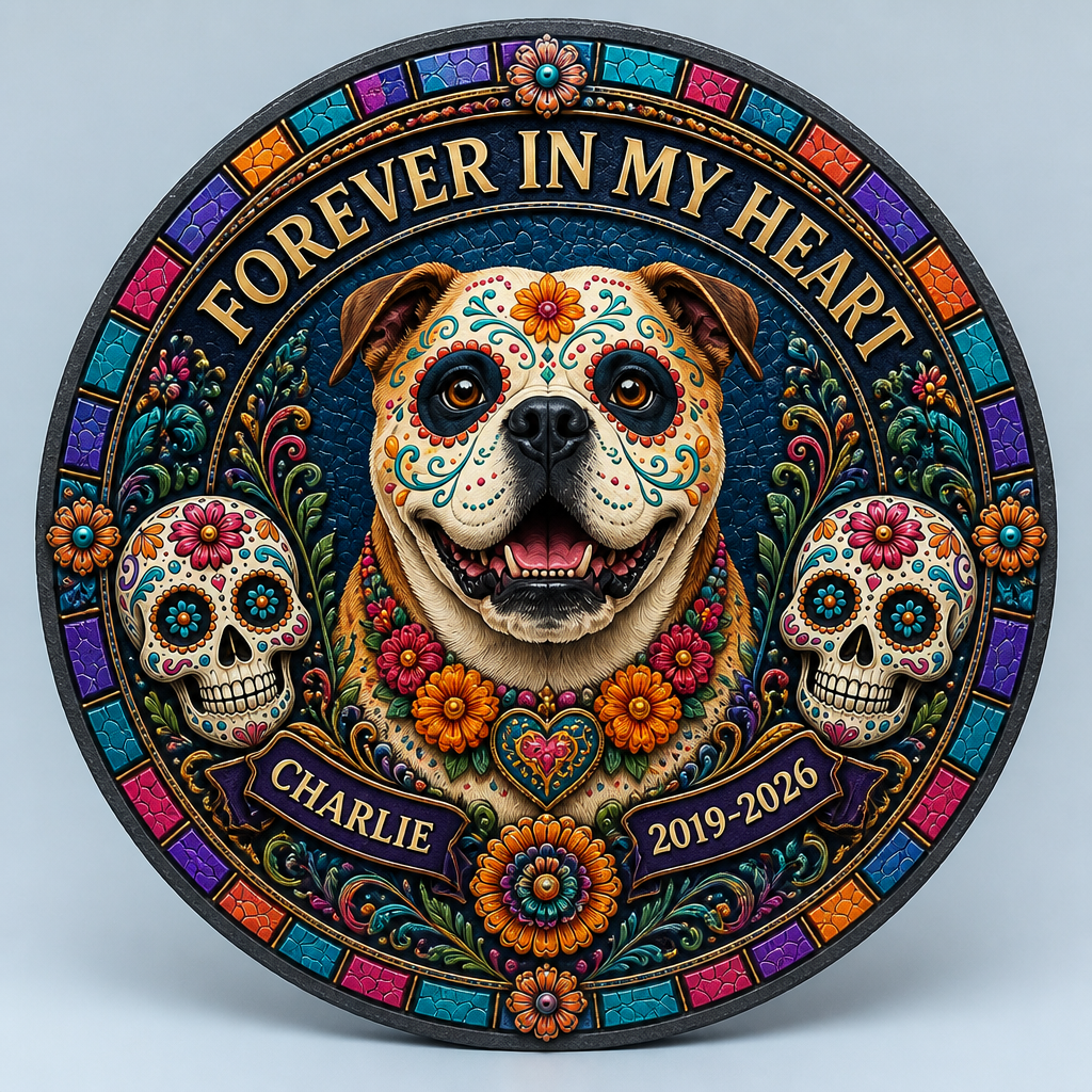 Forever In My Heart Pet Memorial Stone – Sugar Skull Portrait - Personalized Memorial Stone 5a535550-eced-4679-b204-567b0e539d51.png