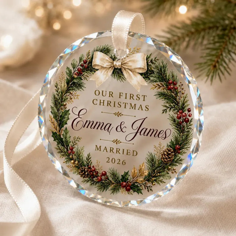 First Christmas Married Ornament 2026, Personalized Newlywed Wedding Gift, Custom Couple Keepsake 5aa218b4-356c-4775-8776-8329d659bd46-gf-4-.webp