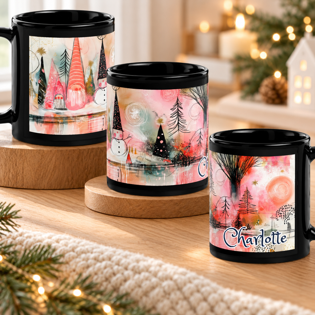Personalized Christmas Mug, Custom Name Whimsical Winter Wonderland Mug, Boho Holiday Coffee Cup, Black Ceramic Mug, Gnome Snowman Gift 5ab263b7-f071-44ed-86ff-5ce616ca3903-uhhh.png