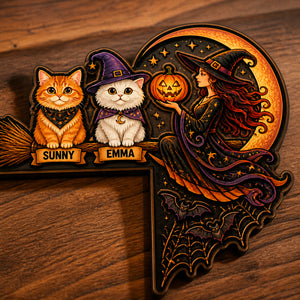 Halloween Witch Broom Corner Sign with Custom Pet Portraits & Names - Personalized Wood Acrylic Sign 5ab72dc6-eb81-4bbc-b665-cb1a2226cf6d.jpg