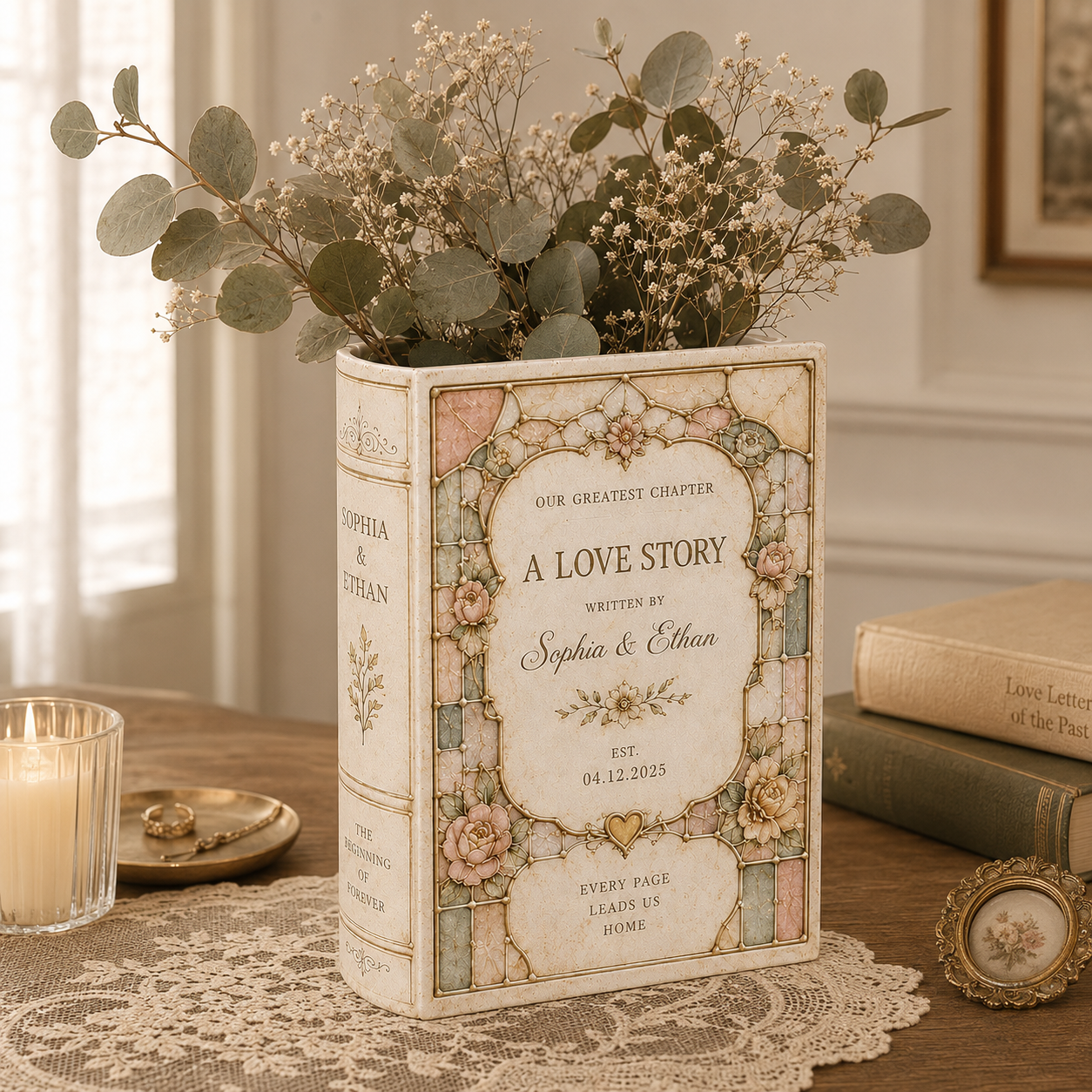 Custom Toile De Jouy Ceramic Book Vase, Personalised Wedding Gift for Couple, Bridal Shower Gift, Engagement, Wedding Gift, Bridesmaid Gift 5acdf066-e11b-49f6-bab1-012aae56929d-banner-1.png