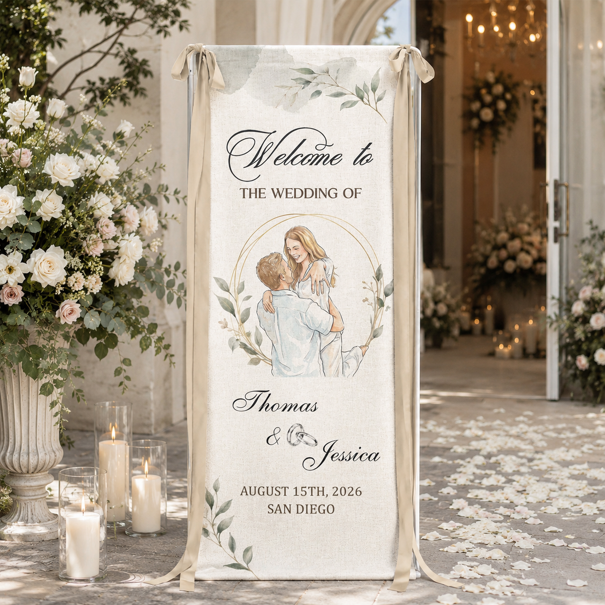 Custom Couple Photo Watercolor Art Wedding Welcome Sign - Personalized Welcome Sign 5ad5db10-29e9-40a8-b6e9-789ef56c1a10-banner-1.png