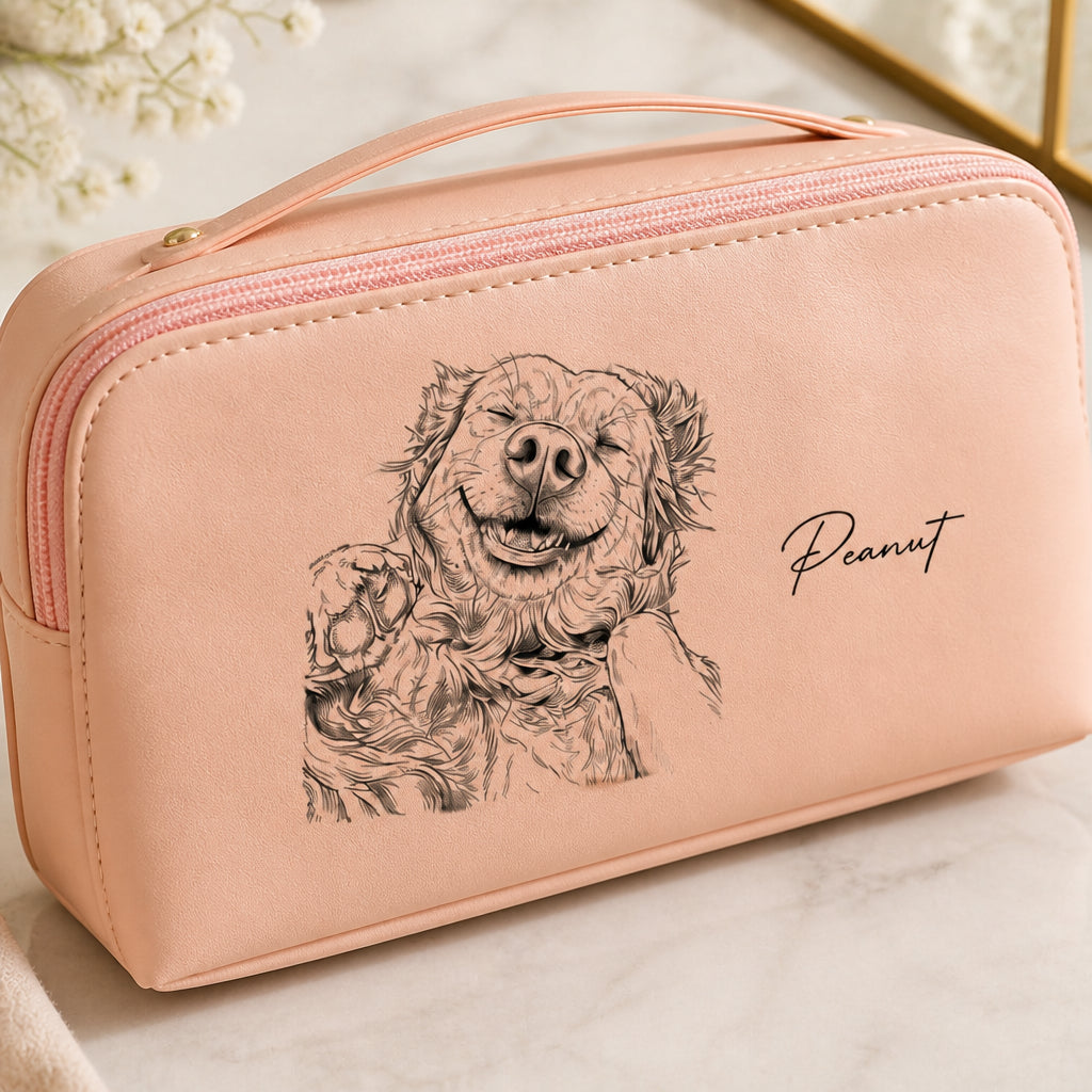 Custom Pet Portrait Toiletry Bag – Photo-to-Line Art with Name - Personalized Toiletry Bag 5addd724-1e26-46c6-818e-4fef304c3b47.jpg