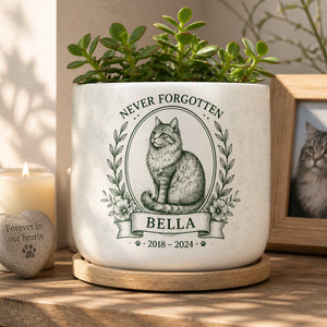 Never Forgotten Cat Memorial Planter – Personalized Name & Years - Personalized Plant Pot & Vase 5aebf6ab-ec2e-4042-b1f0-95ed829ad9e0.jpg